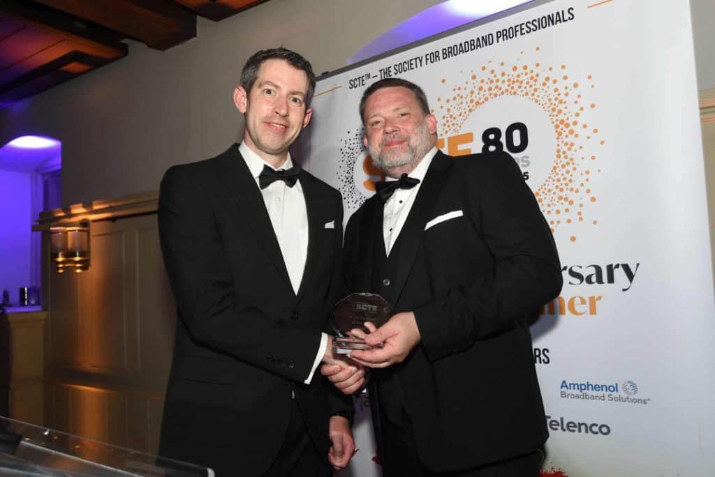 Gareth Shelley receiving his award.